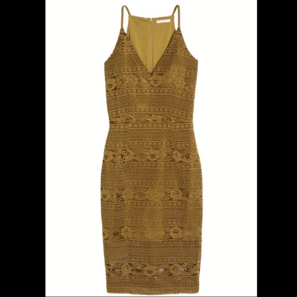 Olive Netted Green fitted dress